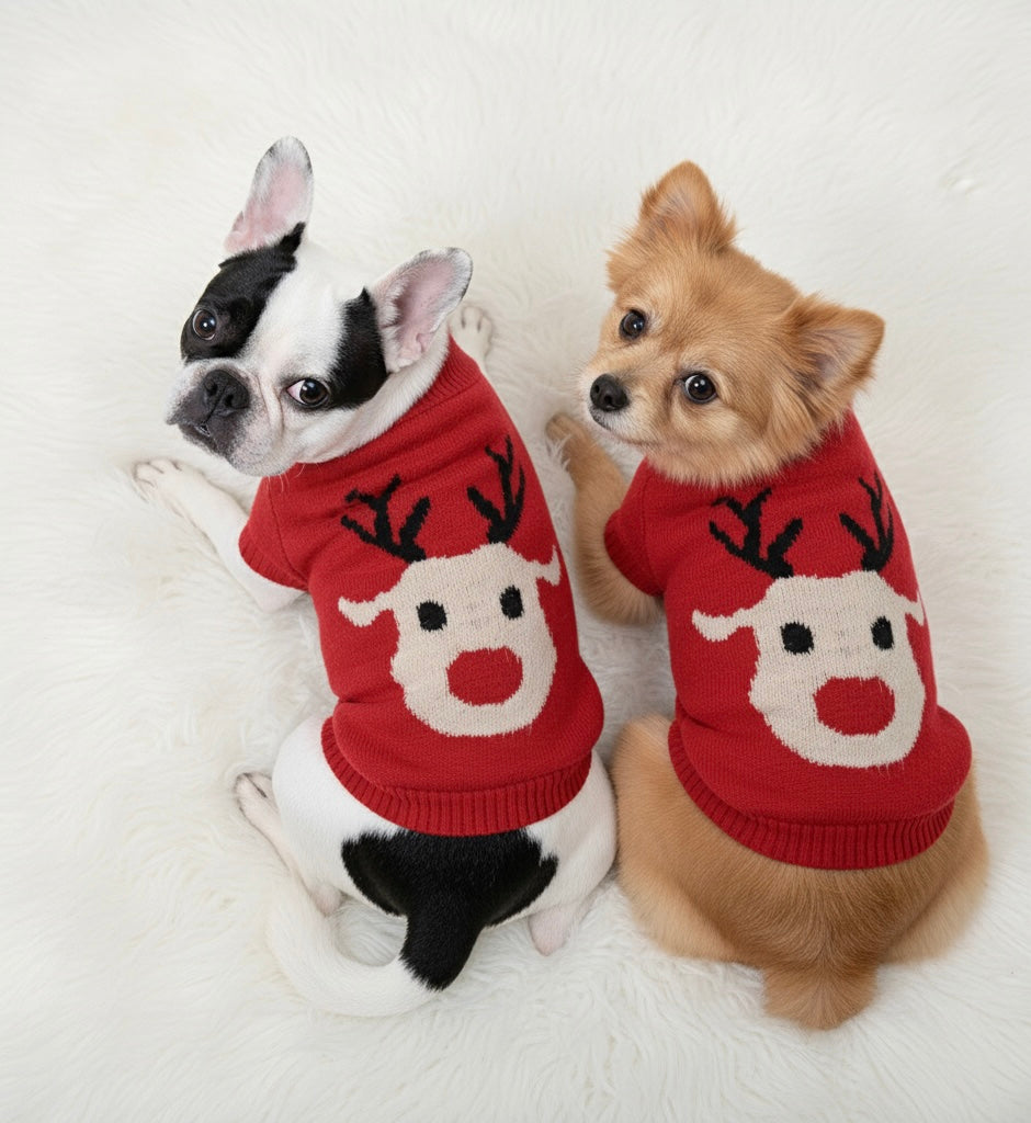 Pull de Noël pour Animaux avec Motif de Cerf pour Chiens et Chats MontroPet