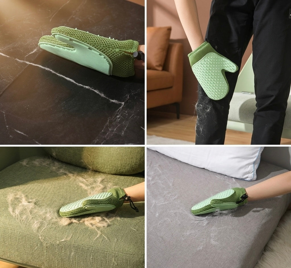 Gants de Massage en Silicone et Brosses pour Enlever les Poils d'Animaux