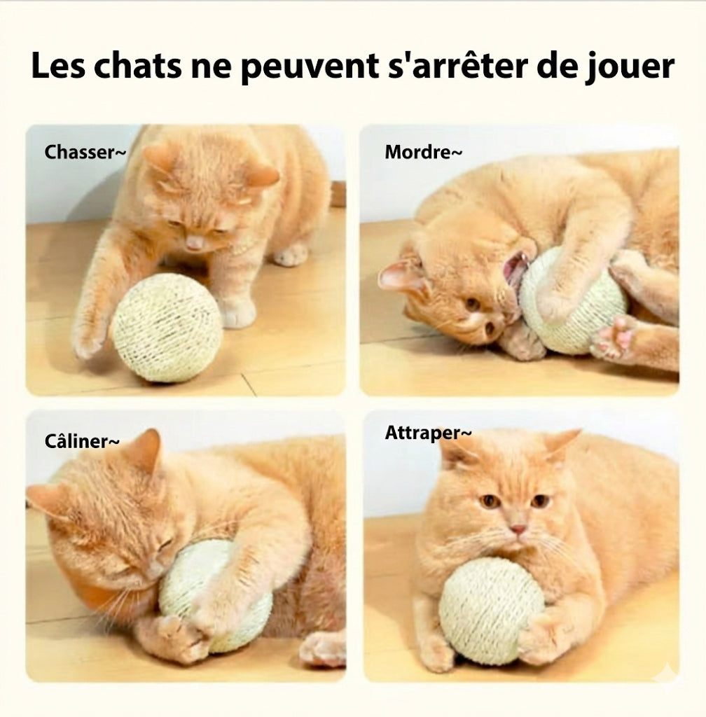 Balle Sisal XXL Anti-Stress Chat | Griffoir Naturel | STOP Meubles Détruits | Jeu Autonome