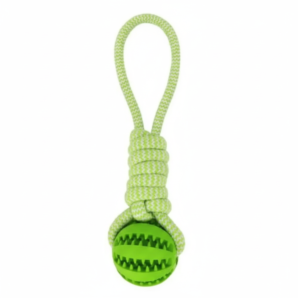 Jouet Chien Corde et Boule Caoutchouc 25cm - Nettoyage Dentaire & Jeu Résistant